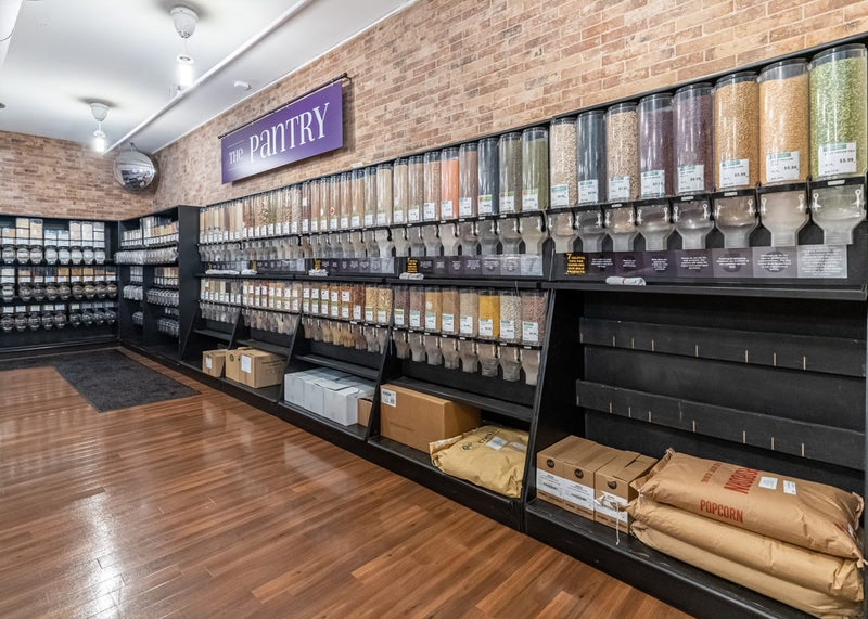 Living Better Together Section Image - Interior of Danforth store Organic Bulk Section