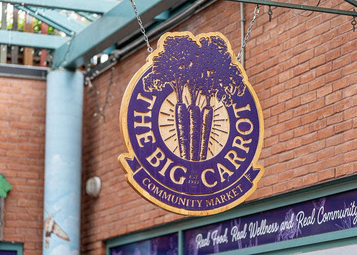 Sustainable Food Systems Section Photo of Big Carrot Logo outside Danforth location